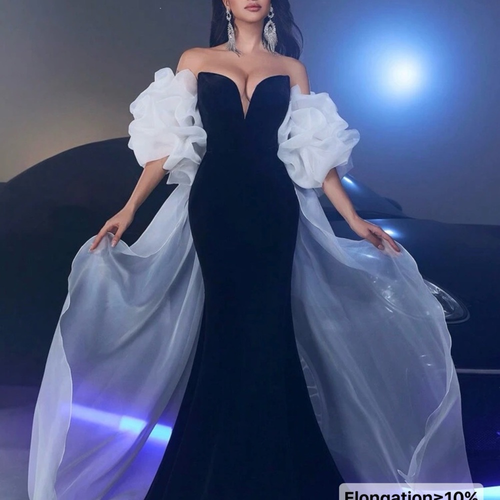 Elegant Black Velvet Evening Gown
